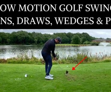 SLOW MOTION GOLF SWINGS - 2 IRONS, DRAWS, WEDGES AND PUTTS