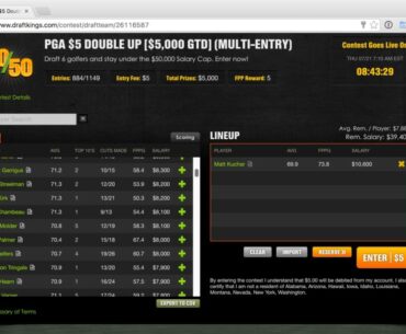 DraftKings RBC Canadian Open [Live Cash Lineup Build]