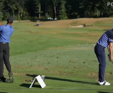 Tiger Woods and Justin Thomas Warm Up Session At The Northern Trust 2020