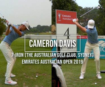 Cameron Davis Golf Swing 7 Iron (DTL & FO views), Emirates Australian Open (Sydney) December 2019.