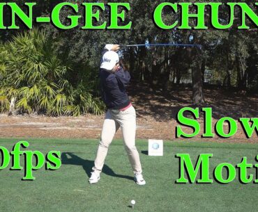 IN GEE CHUN 120fps SLOW MOTION FACE ON DRIVER GOLF SWING 1080 HD