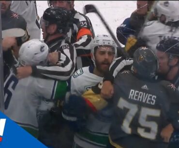 Canucks And Golden Knights Scrum At End Of Game 1 Blowout