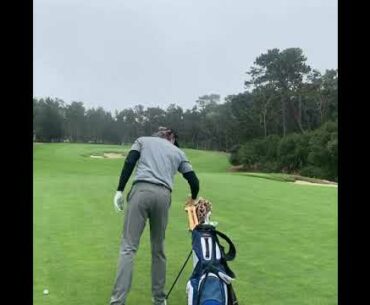 Poppy Hills golf club second shot almost good second on 7th hole 173 yards 7 iron almost good
