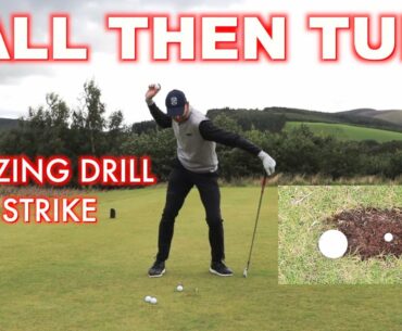How To Hit The Golf Ball Then The Turf With Irons ... Easy Drill .. Pure Strike