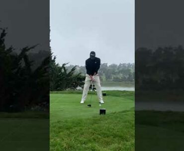 Adam Scott golf swing front on driver up 14 at the 2020 PGA Championship in Harding Park
