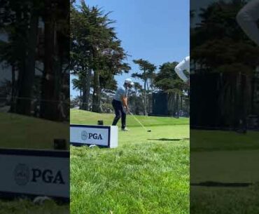 Matthew Wolff crazy driver golf swing PGA 2020 Harding Park, front on golfswing pure and straight