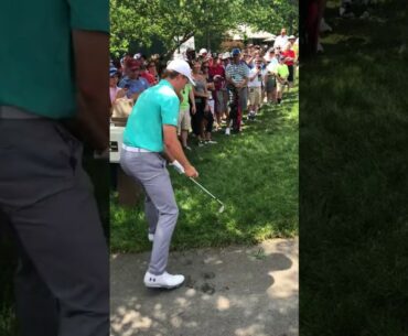 Spieth challenging the rules official at the Memorial