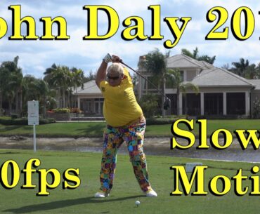 2017 JOHN DALY 120fps SLOW MOTION FACE ON DRIVER GOLF SWING 1080 HD