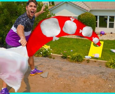 GIANT CORNHOLE TRICK SHOT CHALLENGE!