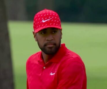 Tony Finau Chipping out of the Rough at The 2020 US Open