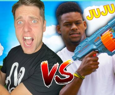 Challenging PRO Football + Soccer Player to NERF BATTLE!