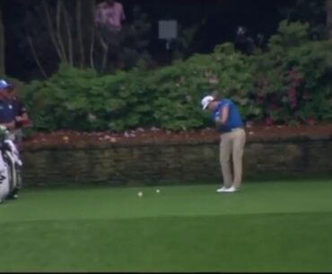 Zach Johnson accidentially hits ball during practice swing @TheMasters