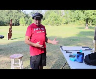 Draw from concealed holster, 4 positions with a Glock 19MOS, timer start on the Backyard Range
