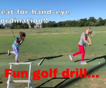 Golf Balance drill for kids to improve hand-eye coordination.