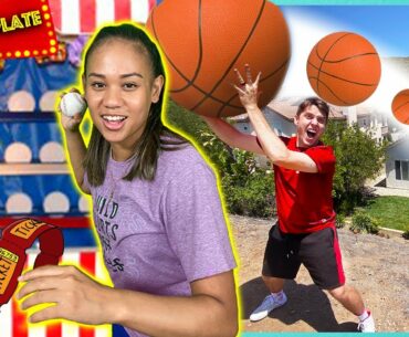 BACKYARD GIANT CARNIVAL TRICK SHOT BATTLE!