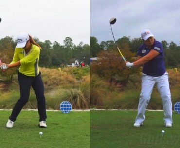LYDIA KO vs INBEE PARK - SYNCED DRIVER GOLF SWING REGULAR & SLOW MOTION 1080p HD