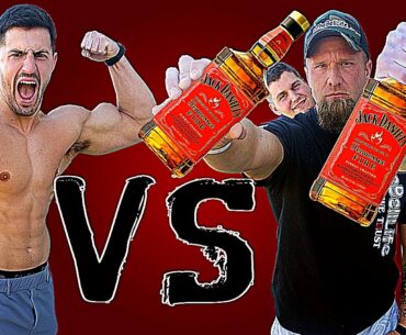 Whiskey Drinking Competition VS TheBellLife *SLOPPY DRUNK* | Bodybuilder VS Crazy Alcohol Challenge