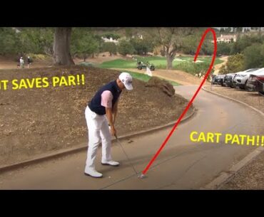 JUSTIN THOMAS SAVES PAR FROM THE CART PATH!!