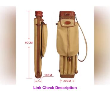 Tourbon Vintage Golf Club Bag Carrier Pencil Style Canvas & Leather Golf Gun Bags W/Pockets Clubs T
