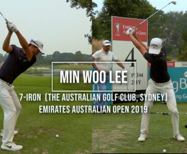 Min Woo Lee Golf Swing 7 Iron (DTL & FO) Emirates Australian Open (Sydney), December 2019.