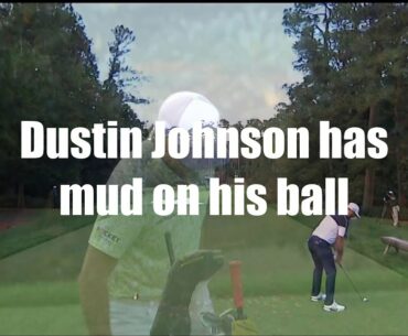 Dustin Johnson Makes a Stroke at His Ball that has Mud on it - Golf Rules