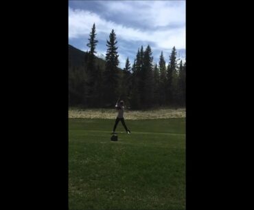 Simina's super-wide driver stance at Stewart Creek