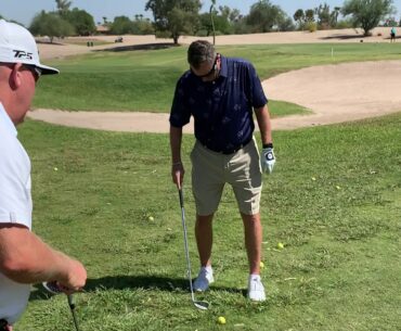 Chipping with 54 & 60 degree wedges and the Strobe Glasses to keep the body/brain working harder.