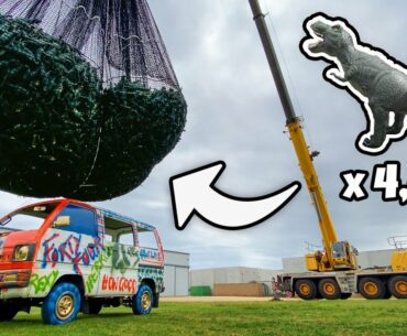 4,444 DINOSAURS Vs. MINIVAN From A CRANE! (1 Billion Views Celebration)