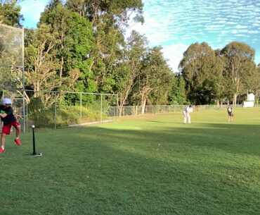 Training with Tee-stand Junior League Player