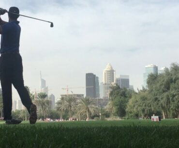 Tiger woods tee shot on a Par 3 at Emirates Golf Club