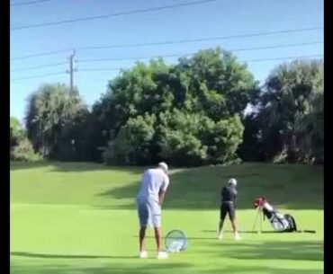 Tiger Woods and Charlie Woods On The Range