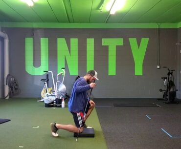Unity Fitness - SuperSpeed C-Stick Staggered Kneeling Golf Swing (Dom., Trail Knee Back)