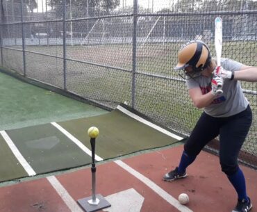 SMSBA Hitting  - Getting Tee Work in! - Bella