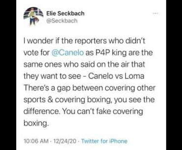 You Can’t Fake Covering Boxing Note To Those Who didn’t vote Canelo As P4P King