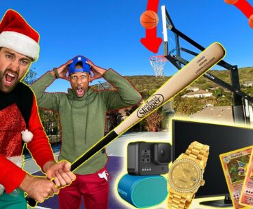 MAKE the TRICKSHOT or I SMASH YOUR CHRISTMAS GIFT (Expensive Items!)