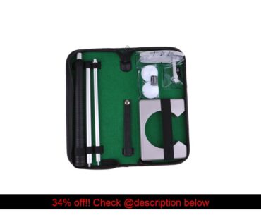 Review Travel Office Foldable Golf Putter Putting Green Cup Hole and 2 Balls Golfer Enthusiasts Gif