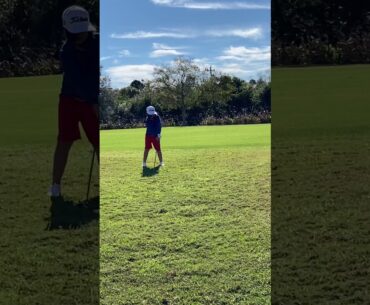 8 year old keeps practicing golf swing. #golf