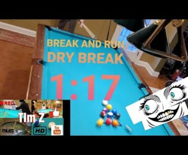 BREAK & RUN 10 BALL. 1MIN 17 SECONDS. DRY BREAK NO BALL IN HAND 9 8 Snooker golf gamble #Shorts