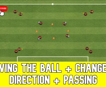 Soccer training: Driving the ball + change of direction + passing in the shape of X | Coach Sante