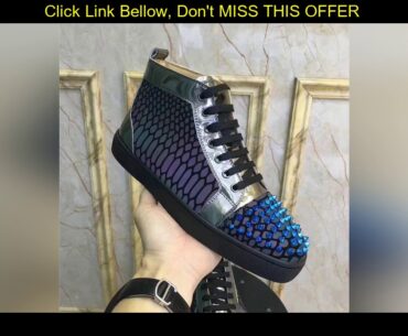 #Deal 2019 High Top Sneakers Leisure cl andgz Lace Up black leather Spikes whole Red bottoms For Me