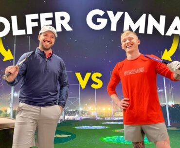 PRO GOLFER vs OLYMPIC GYMNAST!! at the Omega Dubai Desert Classic