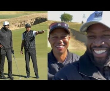 Dwyane Wade gets GOLF LESSONS from Tiger Woods|Dwade calls Tiger the GOAT!
