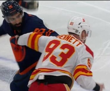 NHL Fights - Sam Bennett And Jujhar Khaira Drop The Gloves