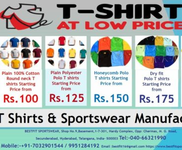 Bulk T Shirts|T Shirts Price Starting from Rs.55 |Cotton,Poly Cotton,Polyester T Shirts Manufacturer