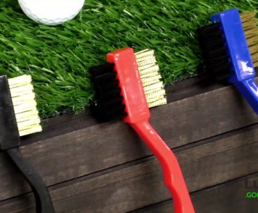 Double brush with bungie. Keep your golf clubs and golf balls clean!