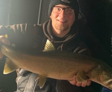 He hooked a TANK!!! (Ice fishing for lakers)