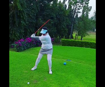 A Perfect Drive Swing a woman can make .