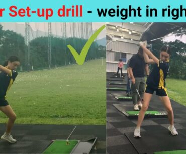 Driver Set up drill - holding the weight on your right leg