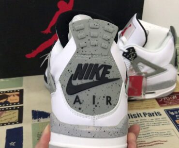 Air Jordan 4  Retro OG White Cement with Nike Logo Review