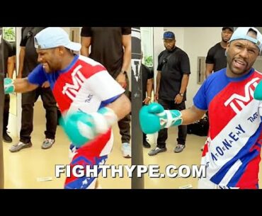 FLOYD MAYWEATHER KO MONEY SHOTS LIGHT UP HEAVY BAG; SENDS "LIGHT WORK" WARNING TO LOGAN PAUL